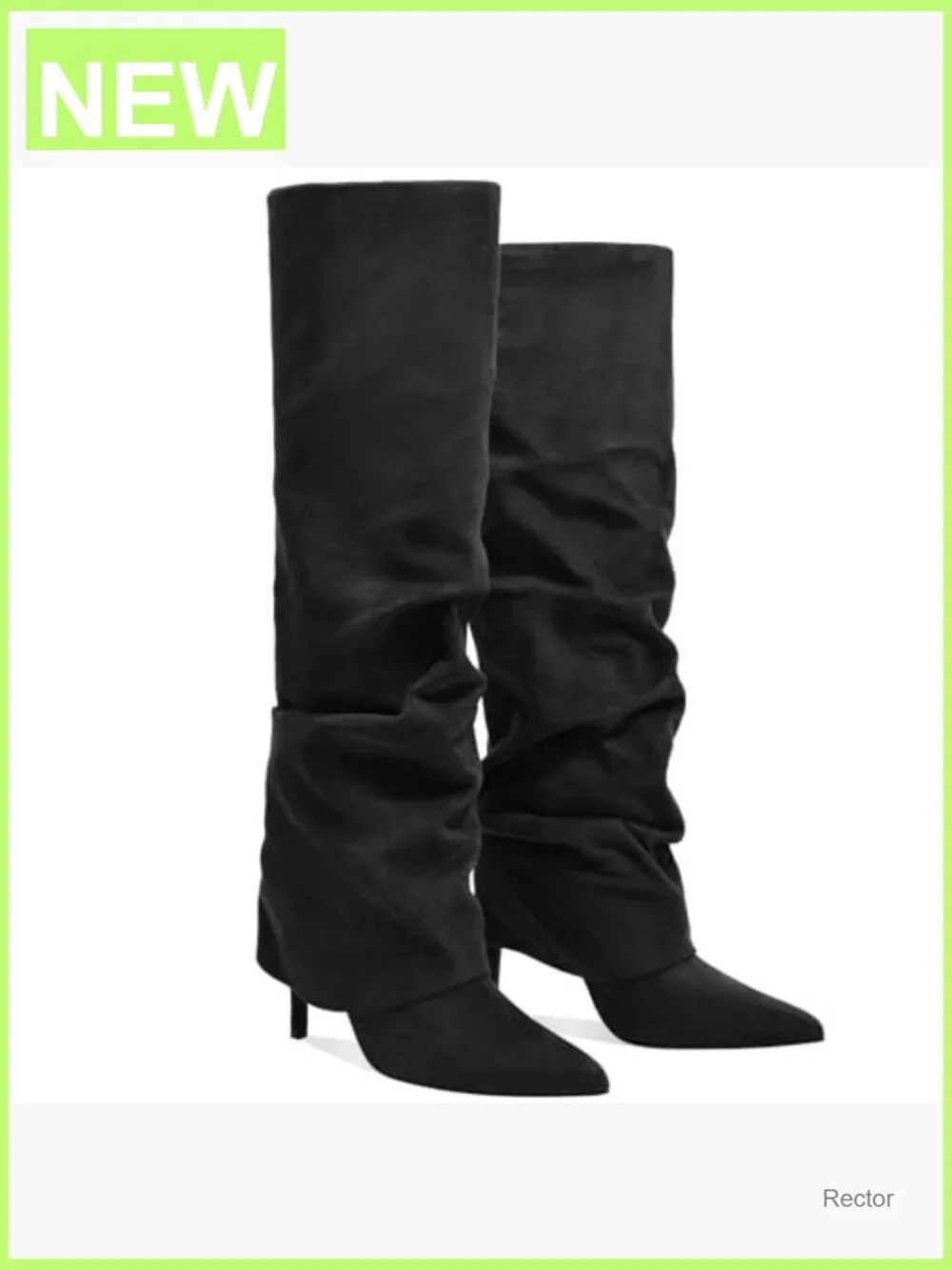Knee High Stiletto Heel Pointed Toe Boots with Fold Over Cuff 2-in-1 Style